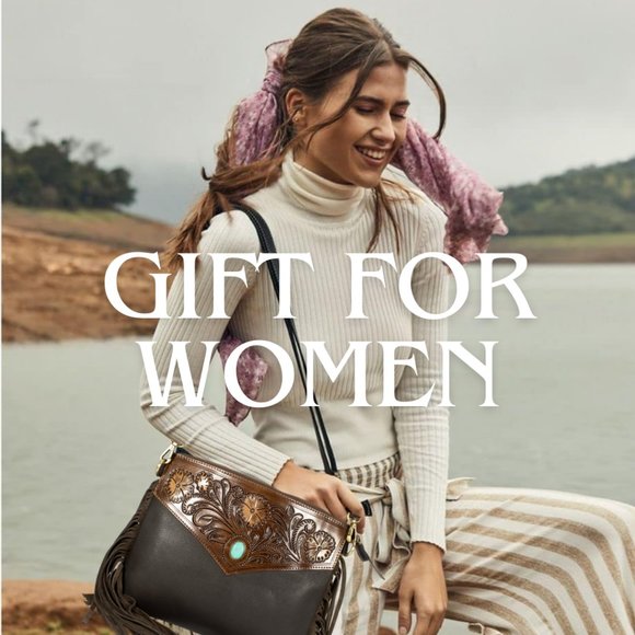 Hand Tooled Bag for Women Western Travel Bag with Free Gift, Bifold Black Wallet - Picture 6 of 8